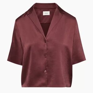 Women's Satin Button-Up Blouse